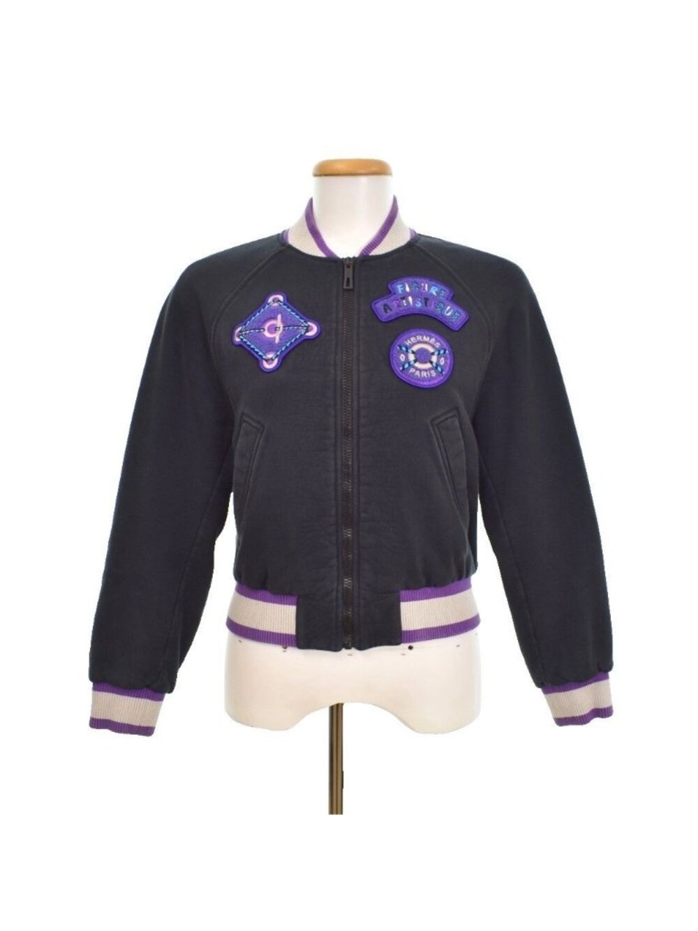 Hermes Figure Artistique Varsity Embroidered Jacket Black 34